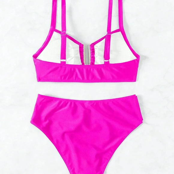 Hot Pink Women's Ruched Separated Swimwear - Picture 5 of 8